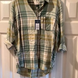Universal Thread Size Small Tunic Lightweight Plaid Shirt BNWT